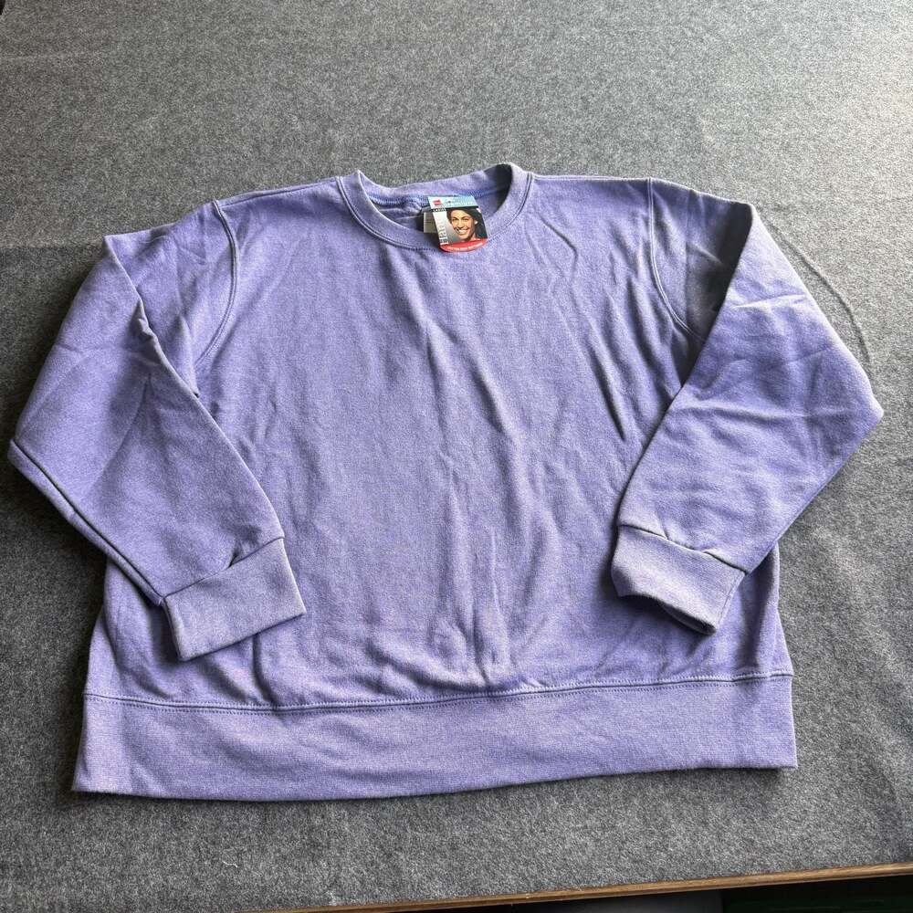 vtg Y2K Hanes Premium Sweatshirt Purple Size L 100% cotton!